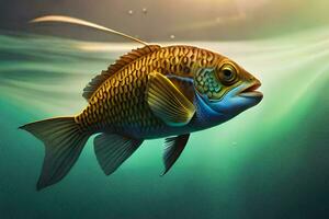 fish in the ocean wallpaper. AI-Generated photo