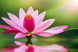 lotus flower in water with sunlight shining through. AI-Generated photo