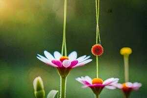 foto fondo de pantalla el cielo, flores, el sol, el flores, el sol, el flores. generado por ai