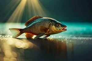 photo wallpaper the sky, fish, the sun, light, the water, the fish, the. AI-Generated