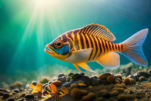 a fish with bright yellow and orange stripes. AI-Generated photo