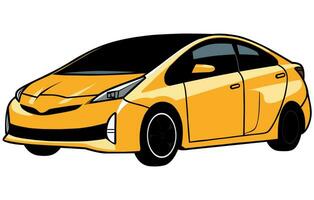 Prius cars vector illustration, Vector illustration of a popular hybrid car,