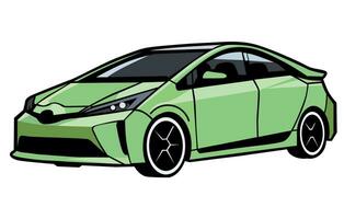 Prius cars vector illustration, Vector illustration of a popular hybrid car,