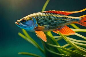 a fish with bright orange and blue fins. AI-Generated photo