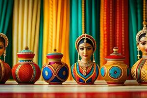 indian art pottery vases. AI-Generated photo