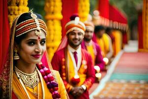 indian wedding ceremony in a traditional setting. AI-Generated photo