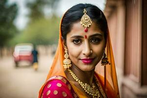 a beautiful indian woman in traditional attire. AI-Generated photo