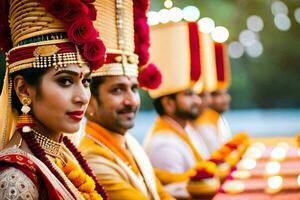 indio Boda ceremonia en Bombay. generado por ai foto