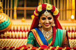 a beautiful indian bride in traditional attire. AI-Generated photo