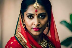 a beautiful indian woman in traditional attire. AI-Generated photo