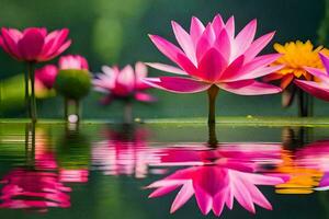 pink lotus flowers in the water. AI-Generated photo