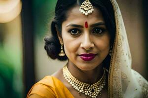 a beautiful indian bride in traditional attire. AI-Generated photo