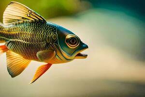 un pescado con grande ojos y un largo cola. generado por ai foto