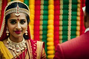 a beautiful indian bride in traditional attire. AI-Generated photo