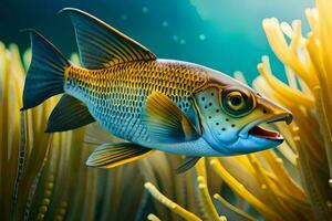 fish in the ocean with an anemone. AI-Generated photo