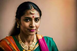 a woman in traditional indian attire. AI-Generated photo