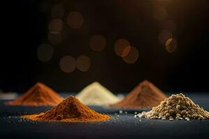 a variety of spices and spices on a dark background. AI-Generated photo