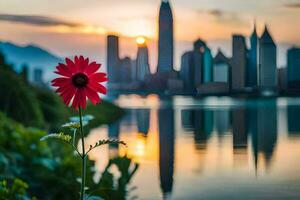 photo wallpaper the city, the flower, the city, the flower, the city, the flower. AI-Generated