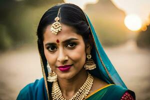 a beautiful indian woman in traditional attire. AI-Generated photo