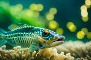 a fish in an aquarium with bright lights. AI-Generated photo