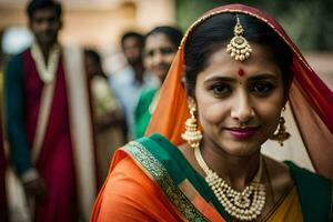 a beautiful indian bride in traditional attire. AI-Generated photo