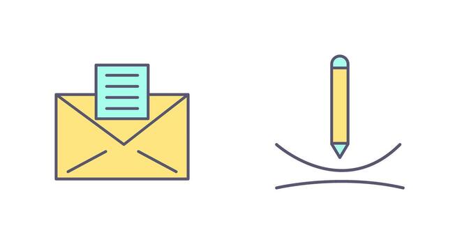 email documents and draw curve Icon vector