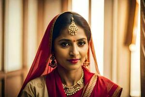 a beautiful indian bride in traditional attire. AI-Generated photo