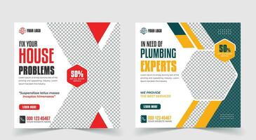 Fix your house problems promotional social media post banner design template, social media post ready file vector