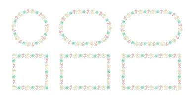 Christmas Frame Border Set. Gingerbread Cookies, Candy Cane and Mistletoe Pattern Winter Holiday Graphics. Social media post template on white background. Vector illustration.