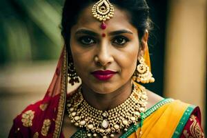 a beautiful indian bride in traditional attire. AI-Generated photo