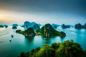 the beautiful landscape of halong bay. AI-Generated photo