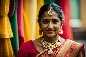 a woman in a sari poses for a portrait. AI-Generated photo