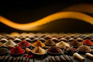 spices in bowls on a table. AI-Generated photo