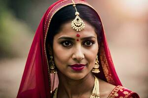 a beautiful indian woman in traditional attire. AI-Generated photo