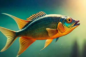 fish in the water with a bright blue background. AI-Generated photo