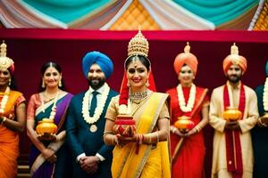 indian wedding ceremony with bride and groom. AI-Generated photo