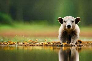 un coala es en pie en el agua. generado por ai foto