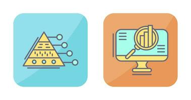 Pyramid Graph and Search Icon vector