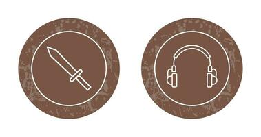 Headphones and Sword Icon vector