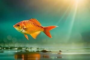 photo wallpaper the sky, fish, water, the sun, light, the sky, the sun. AI-Generated