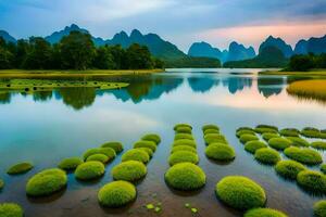 the li river in china. AI-Generated photo