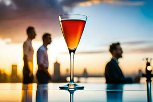 cocktail on the rooftop bar. AI-Generated photo