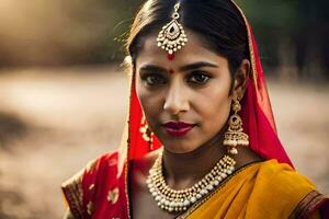 a beautiful indian woman in traditional attire. AI-Generated photo