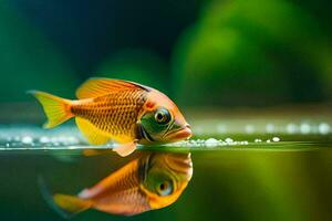 un pescado es nadando en el agua. generado por ai foto