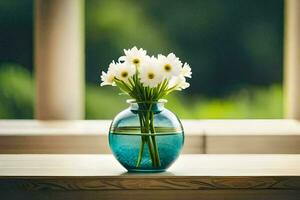 a vase of flowers on a table. AI-Generated photo