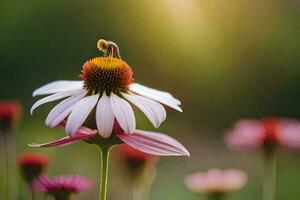 bee on a flower. AI-Generated photo