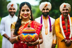 indio Boda fotografía en Londres. generado por ai foto