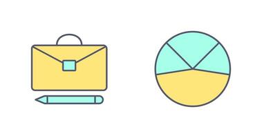 briefcase and pie chart analysis Icon vector