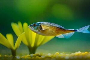 un pescado es nadando en el agua. generado por ai foto