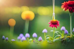 foto fondo de pantalla el cielo, flores, sol, primavera, naturaleza, naturaleza fondo de pantalla, naturaleza fondo de pantalla,. generado por ai